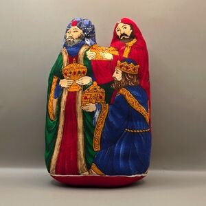 Vtg Cranston Pillow Handmade 8.5" Cloth Christmas Wisemen "The Three Kings" Gift